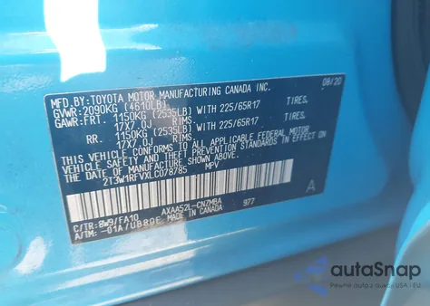 2020 Toyota Rav4 Xle from USA, damaged, VIN 2T3W1RFVXLC078785